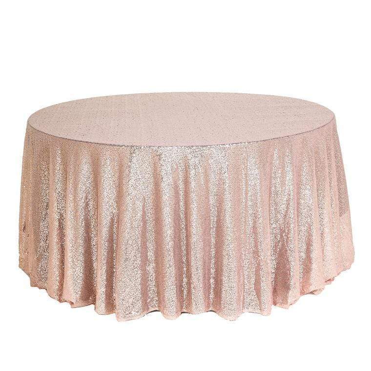 132" Sequined Round Tablecloth - Rose Gold TAB_02_136_046
