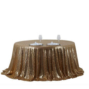 132" Sequined Round Tablecloth - Gold TAB_02_136_GOLD