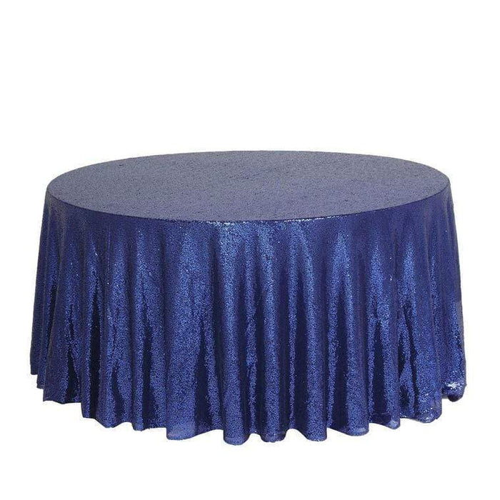 132" Sequined Round Tablecloth - Navy TAB_02_136_NAVY