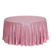132" Sequined Round Tablecloth - Pink TAB_02_136_PINK