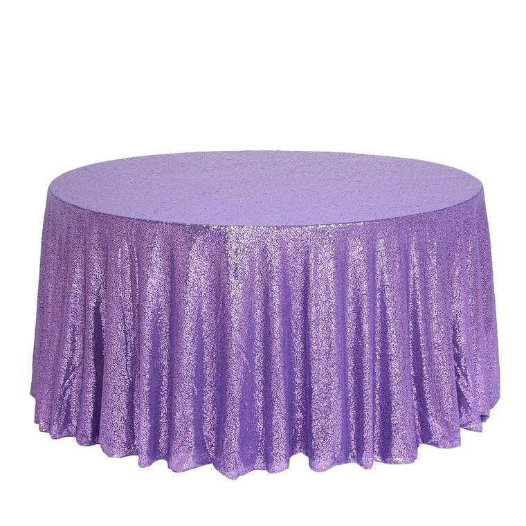 132" Sequined Round Tablecloth - Purple TAB_02_136_PURP