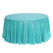 132" Sequined Round Tablecloth - Turquoise TAB_02_136_TURQ