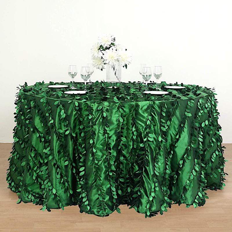 132" Taffeta Round Tablecloth with Leaf Petals Design