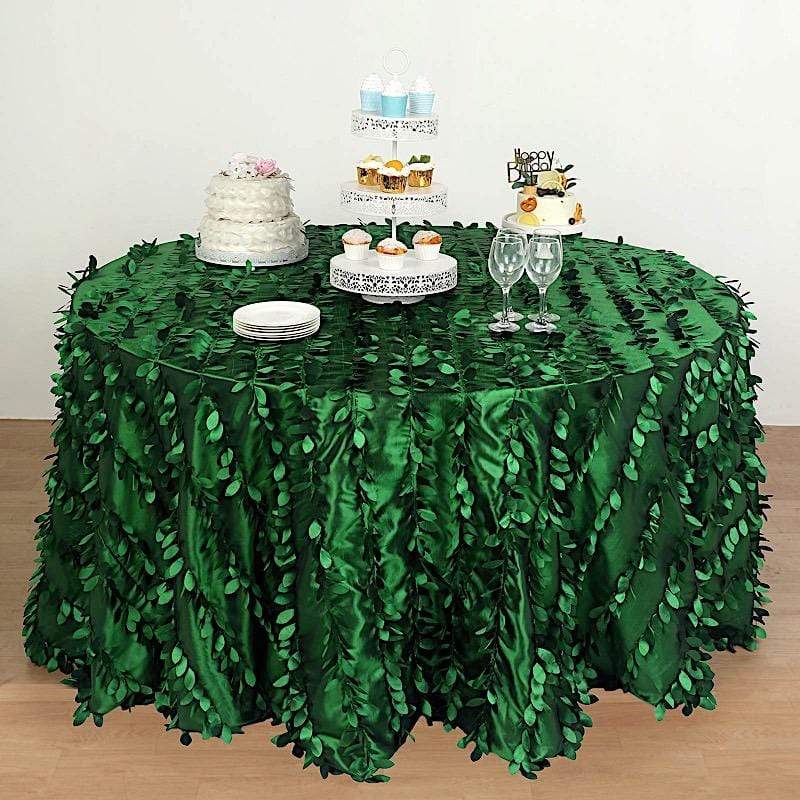 132" Taffeta Round Tablecloth with Leaf Petals Design
