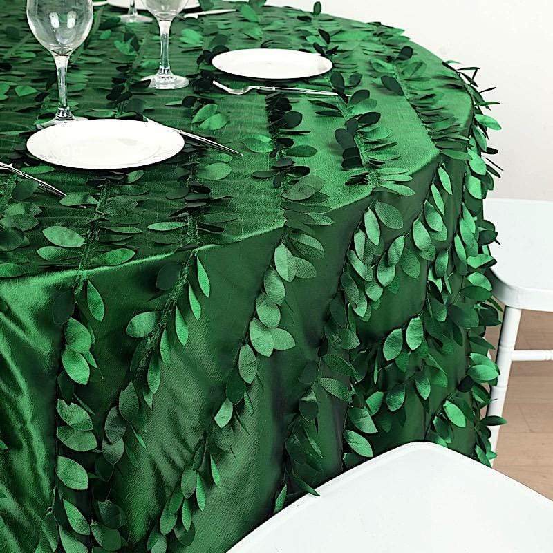 132" Taffeta Round Tablecloth with Leaf Petals Design