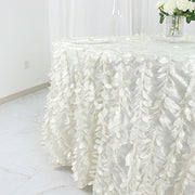 132" Taffeta Round Tablecloth with Leaf Petals Design