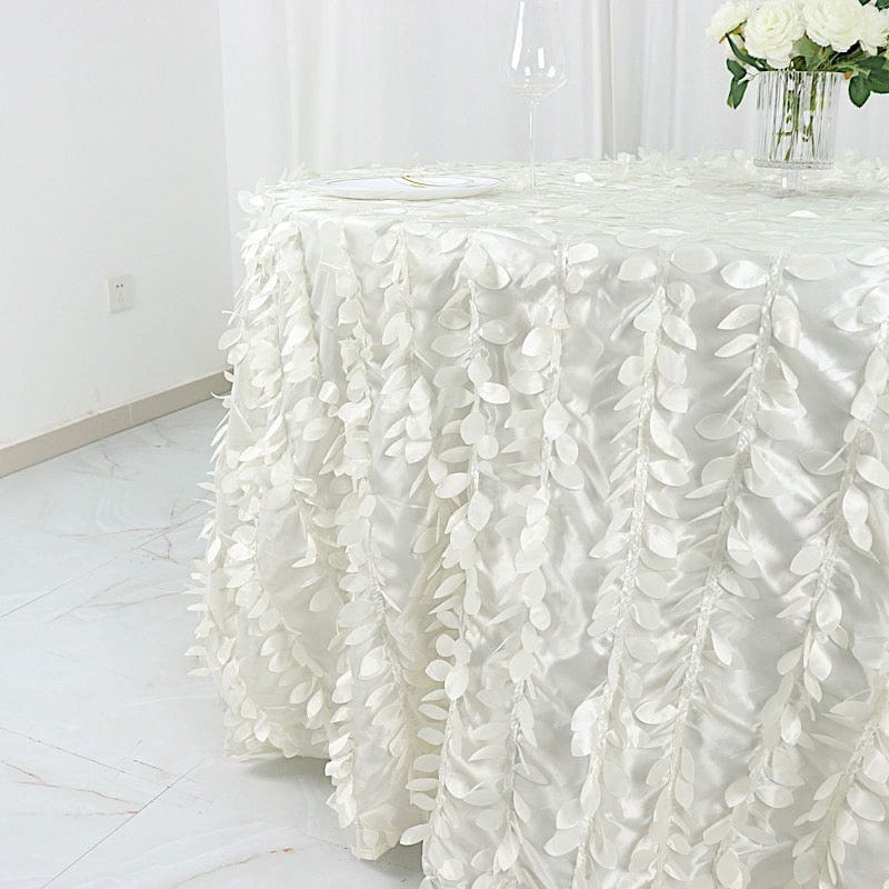 132" Taffeta Round Tablecloth with Leaf Petals Design