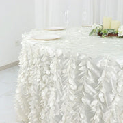 132" Taffeta Round Tablecloth with Leaf Petals Design