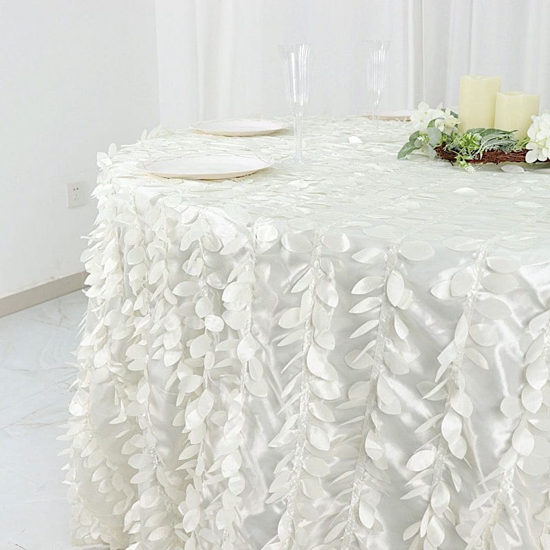 132" Taffeta Round Tablecloth with Leaf Petals Design