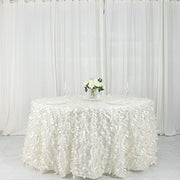 132" Taffeta Round Tablecloth with Leaf Petals Design