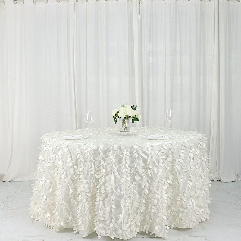 132" Taffeta Round Tablecloth with Leaf Petals Design