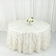 132" Taffeta Round Tablecloth with Leaf Petals Design