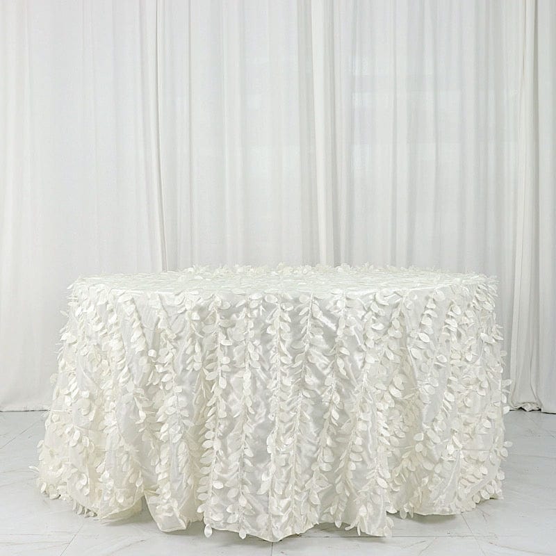 132" Taffeta Round Tablecloth with Leaf Petals Design
