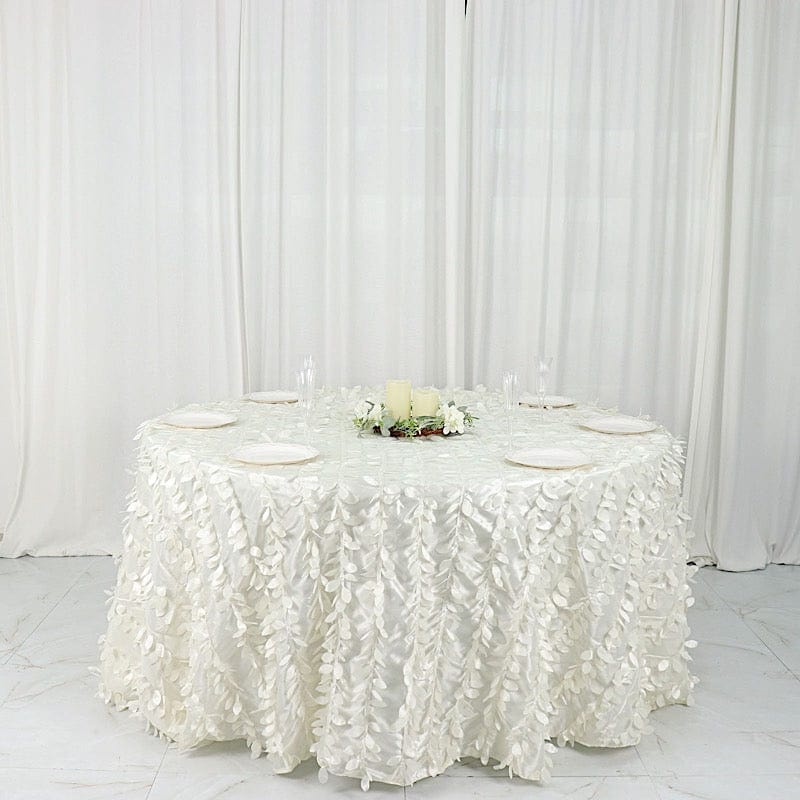 132" Taffeta Round Tablecloth with Leaf Petals Design