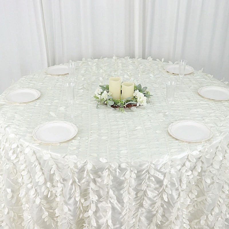 132" Taffeta Round Tablecloth with Leaf Petals Design