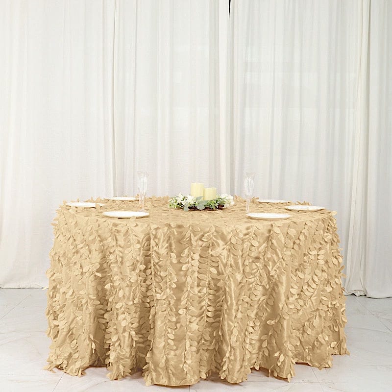 132" Taffeta Round Tablecloth with Leaf Petals Design