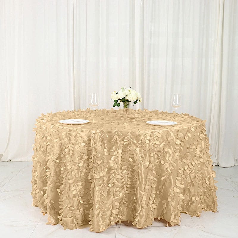 132" Taffeta Round Tablecloth with Leaf Petals Design