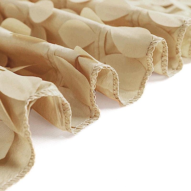 132" Taffeta Round Tablecloth with Leaf Petals Design