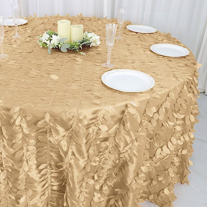132" Taffeta Round Tablecloth with Leaf Petals Design