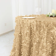 132" Taffeta Round Tablecloth with Leaf Petals Design