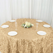 132" Taffeta Round Tablecloth with Leaf Petals Design