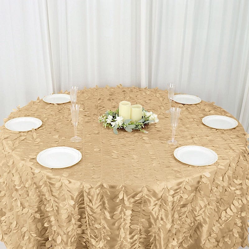 132" Taffeta Round Tablecloth with Leaf Petals Design