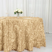 132" Taffeta Round Tablecloth with Leaf Petals Design