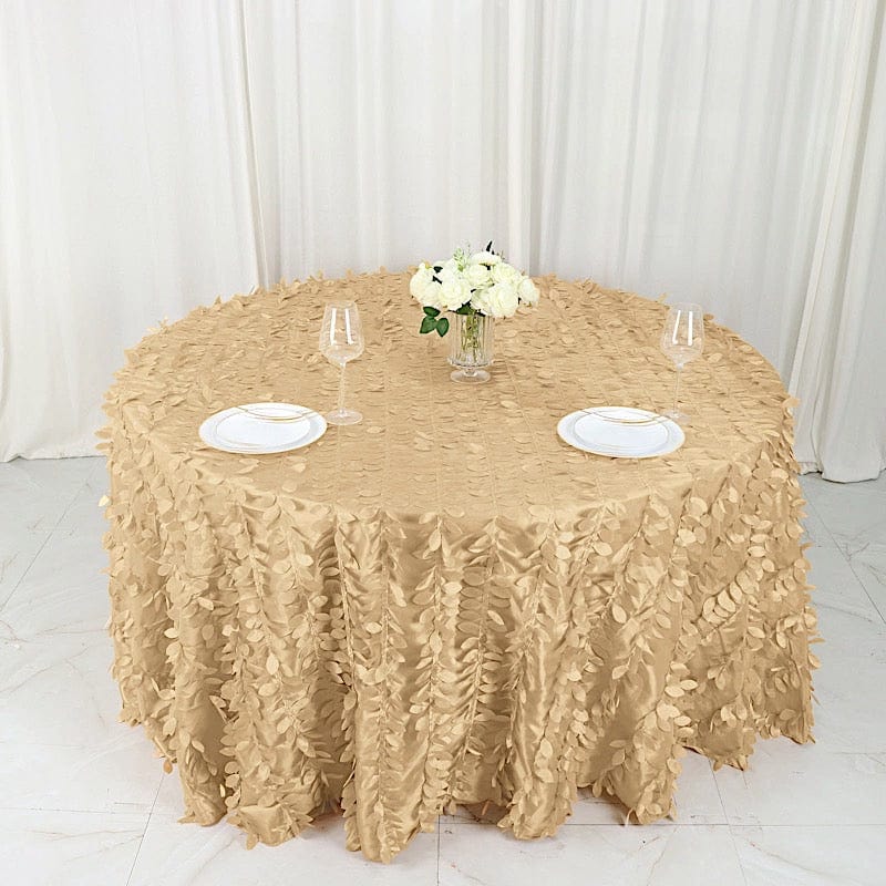 132" Taffeta Round Tablecloth with Leaf Petals Design