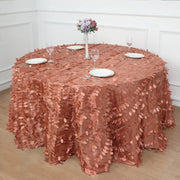 132" Taffeta Round Tablecloth with Leaf Petals Design