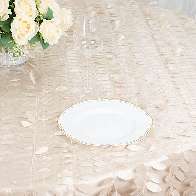 132" Taffeta Round Tablecloth with Leaf Petals Design