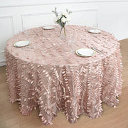 132" Taffeta Round Tablecloth with Leaf Petals Design