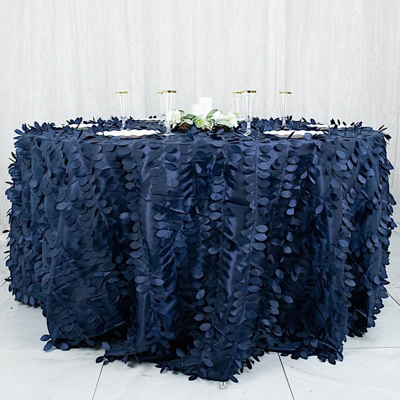 132" Taffeta Round Tablecloth with Leaf Petals Design