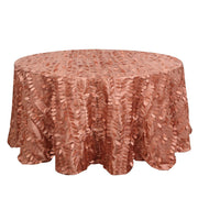 132" Taffeta Round Tablecloth with Leaf Petals Design