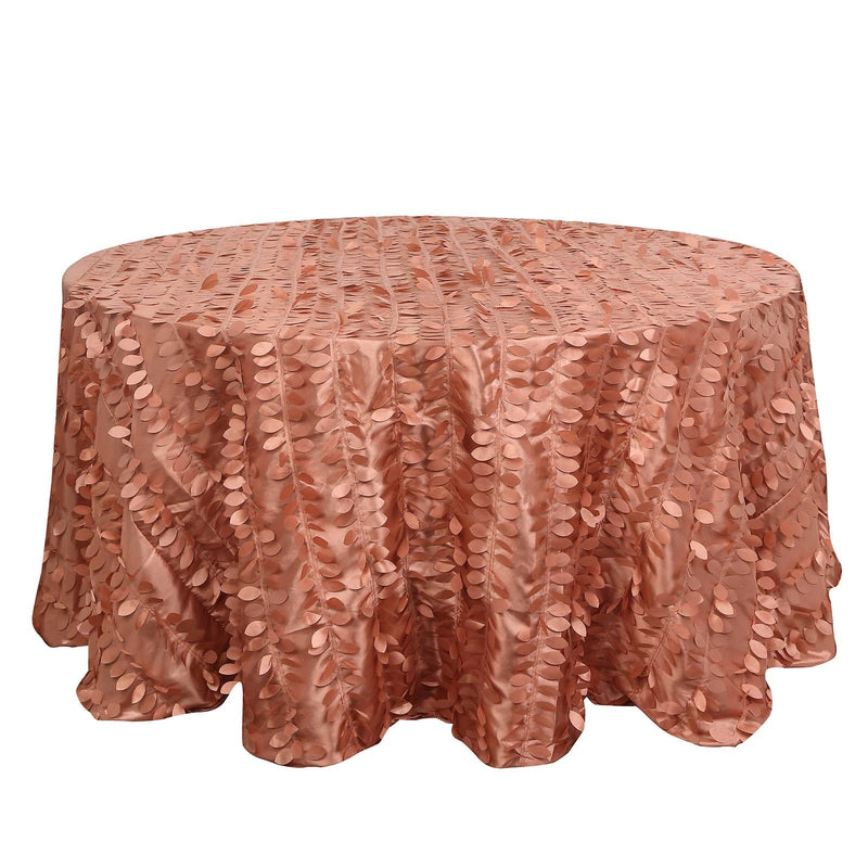 132" Taffeta Round Tablecloth with Leaf Petals Design