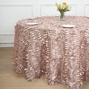 132" Taffeta Round Tablecloth with Leaf Petals Design