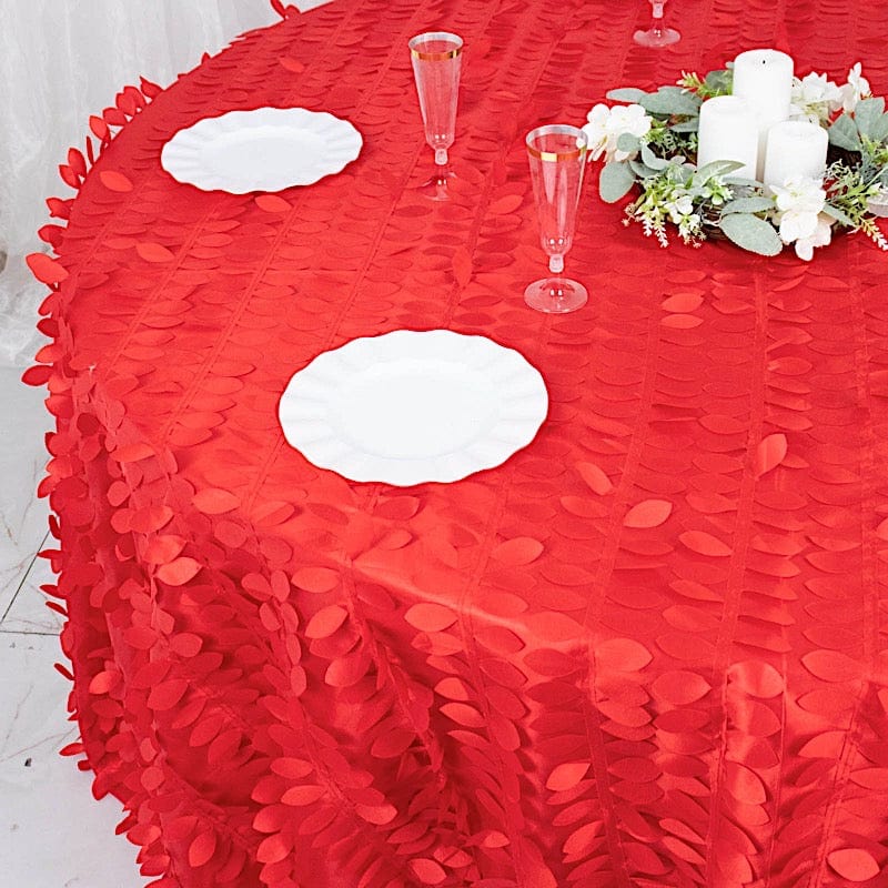 132" Taffeta Round Tablecloth with Leaf Petals Design