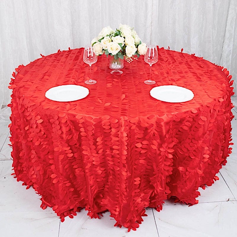 132" Taffeta Round Tablecloth with Leaf Petals Design
