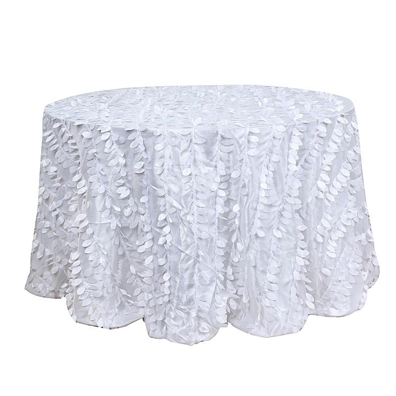 132" Taffeta Round Tablecloth with Leaf Petals Design