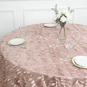 132" Taffeta Round Tablecloth with Leaf Petals Design