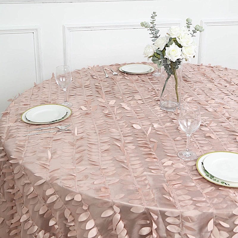 132" Taffeta Round Tablecloth with Leaf Petals Design