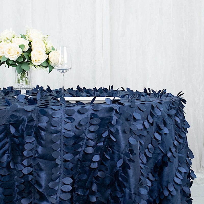 132" Taffeta Round Tablecloth with Leaf Petals Design