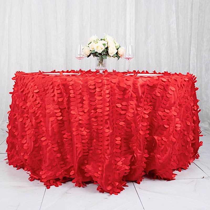 132" Taffeta Round Tablecloth with Leaf Petals Design