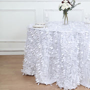 132" Taffeta Round Tablecloth with Leaf Petals Design