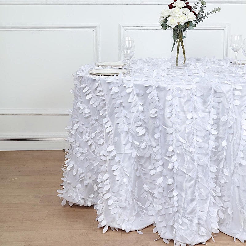 132" Taffeta Round Tablecloth with Leaf Petals Design