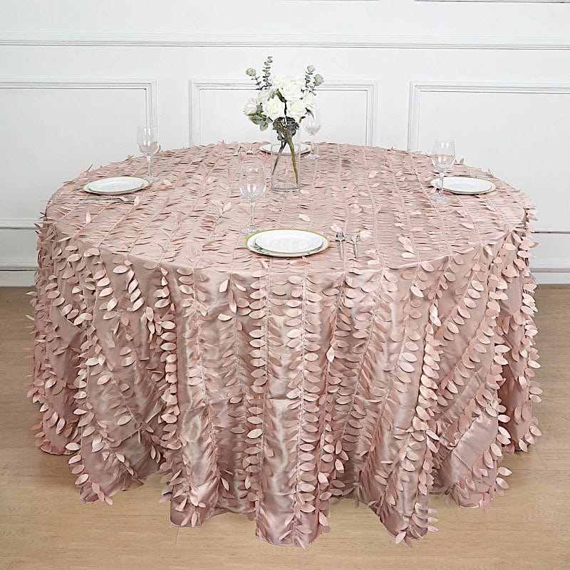 132" Taffeta Round Tablecloth with Leaf Petals Design