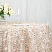 132" Taffeta Round Tablecloth with Leaf Petals Design