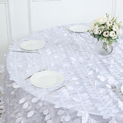 132" Taffeta Round Tablecloth with Leaf Petals Design