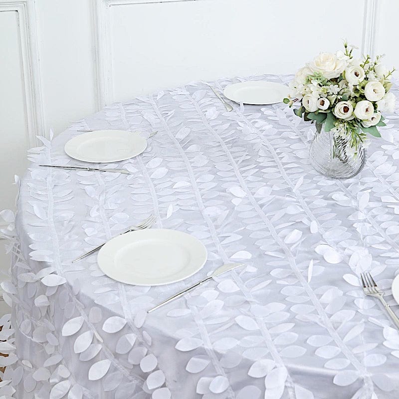 132" Taffeta Round Tablecloth with Leaf Petals Design
