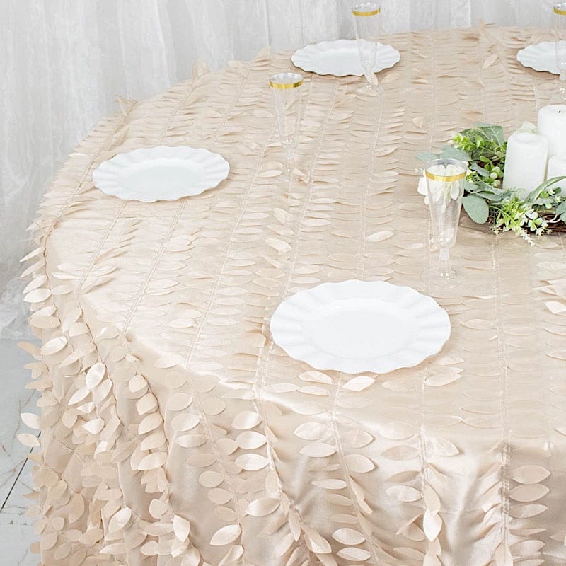 132" Taffeta Round Tablecloth with Leaf Petals Design