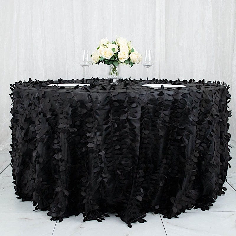 132" Taffeta Round Tablecloth with Leaf Petals Design
